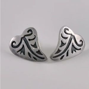 Taxco Mexico Sterling Heart Shaped Earrings